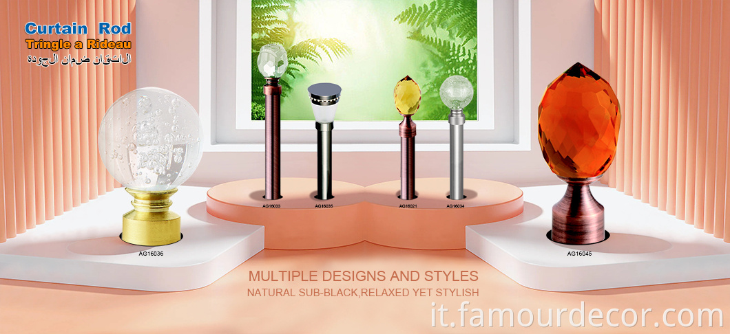 Crystal finial Curtain Rod